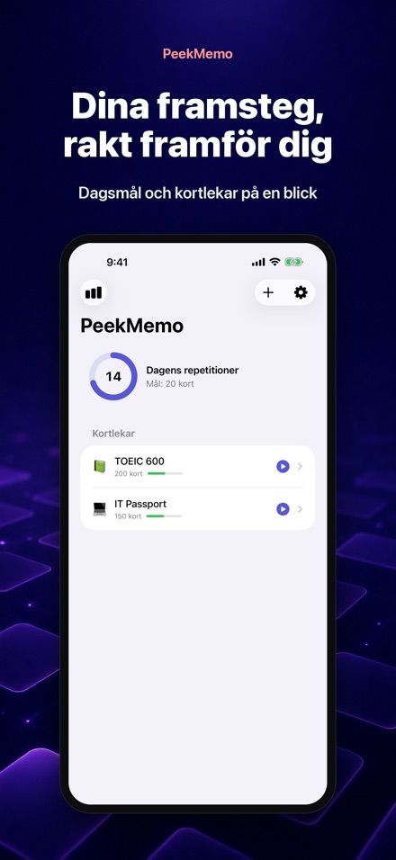 PeekMemo: Glosor på skärmen 4