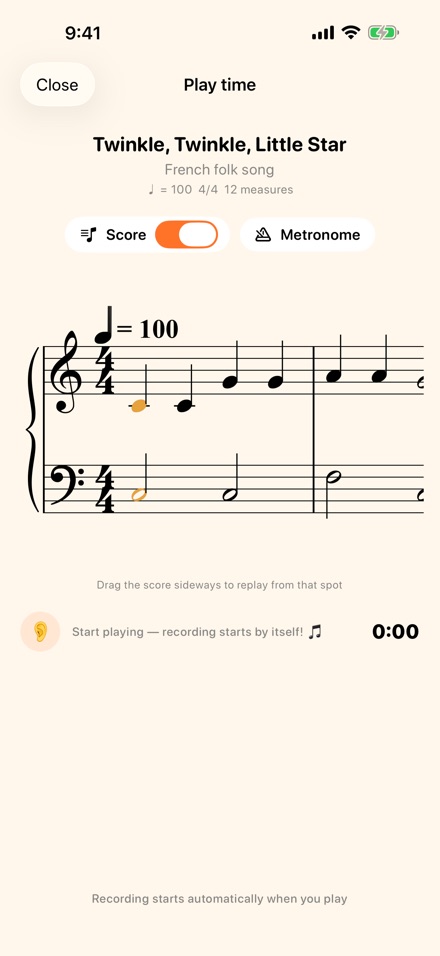 The score follows as you play