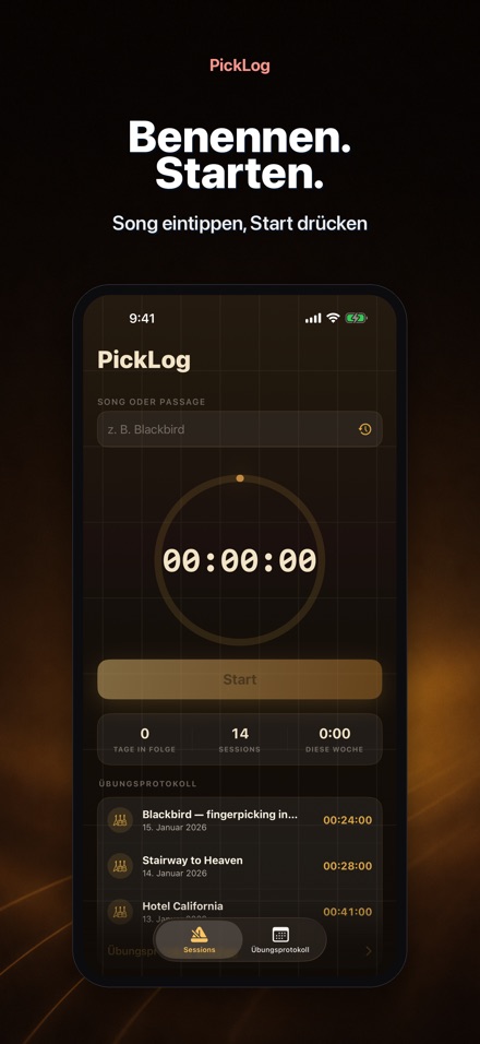 PickLog: Gitarrenübungs-Timer 2