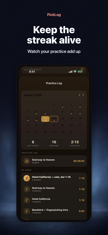 PickLog: Guitar Practice Timer 4