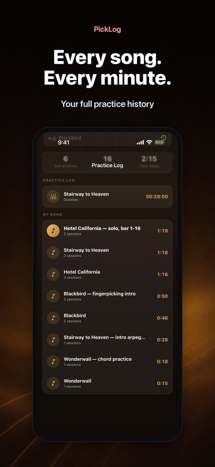 PickLog: Guitar Practice Timer 5