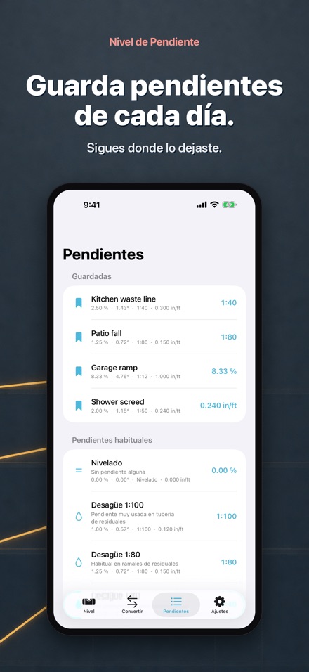 Nivel de pendiente y desnivel 5