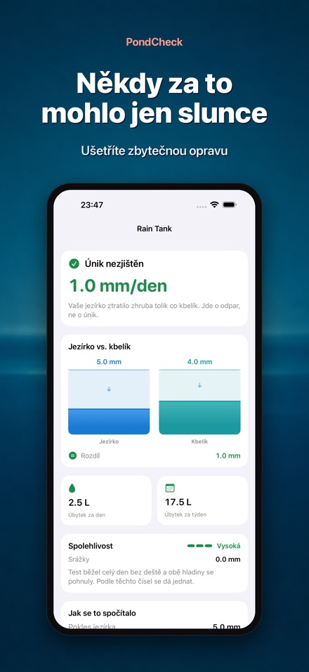 PondCheck test úniku vody 7