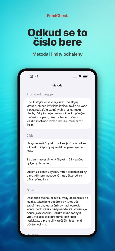 PondCheck test úniku vody 10