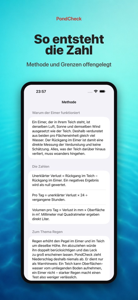 PondCheck: Teich Leck Test 10