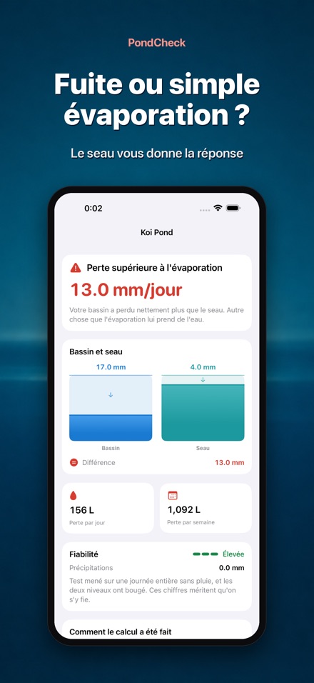 PondCheck : test de fuite