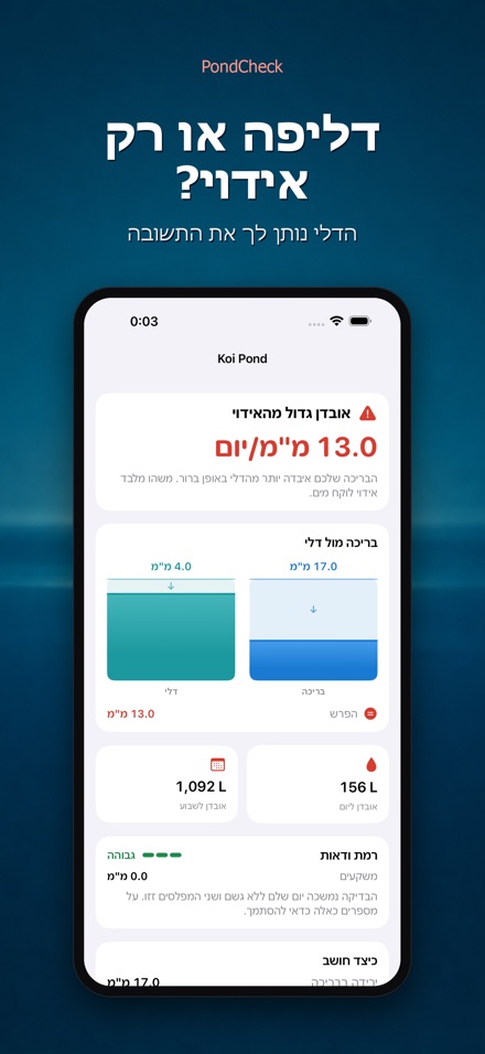 PondCheck בדיקת נזילה בבריכה