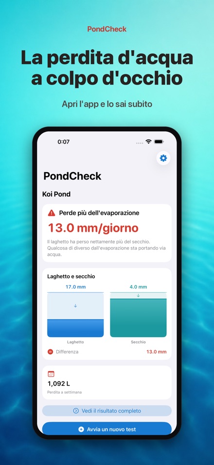 PondCheck: perdita acqua 2