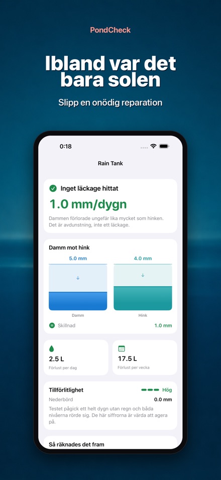PondCheck: läcka i pool 7