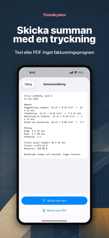 Timkalkyl – arbetstid 8