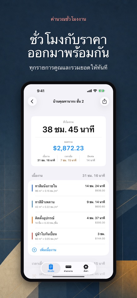 คำนวณชั่วโมงงาน ประเมินค่าแรง