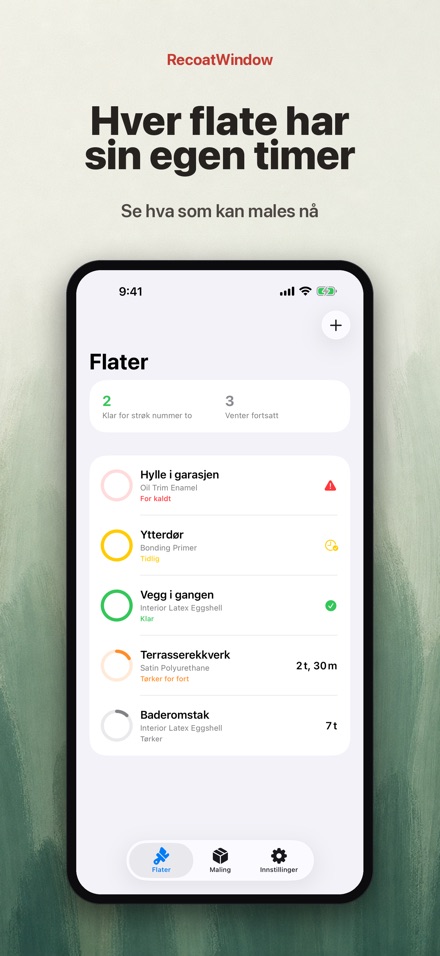 RecoatWindow: Strøk to