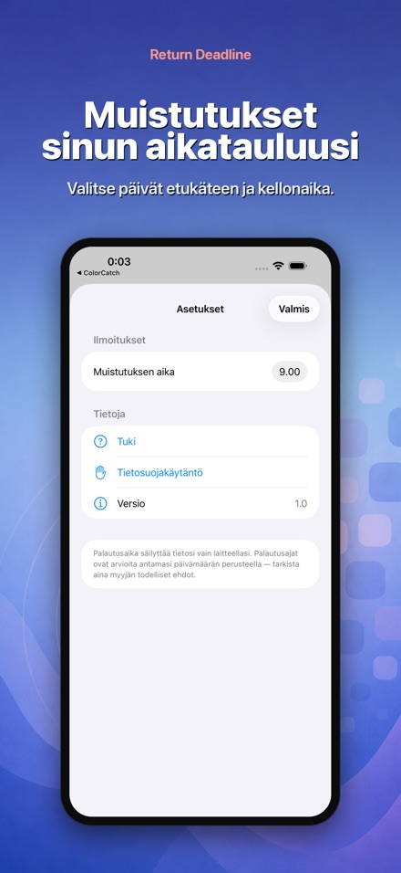 Return Deadline: Palautusaika 6