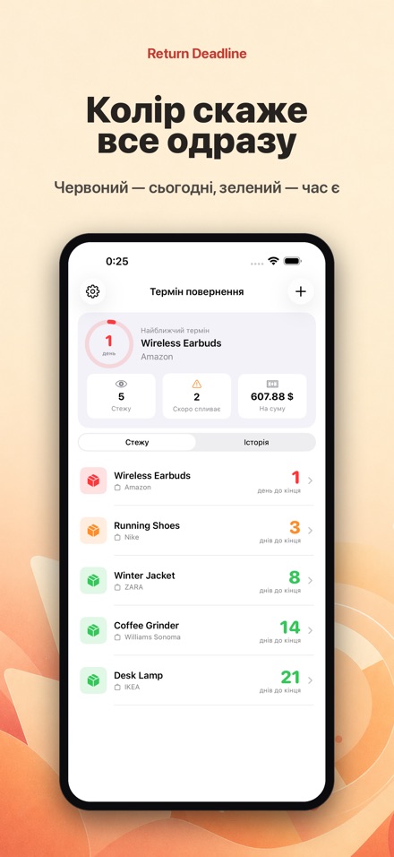 Return Deadline: повернення 7