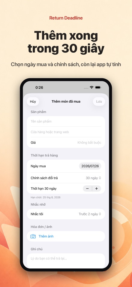 Return Deadline: hạn trả hàng 4