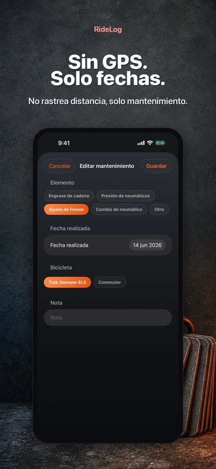 RideLog: Registro de Bici 9