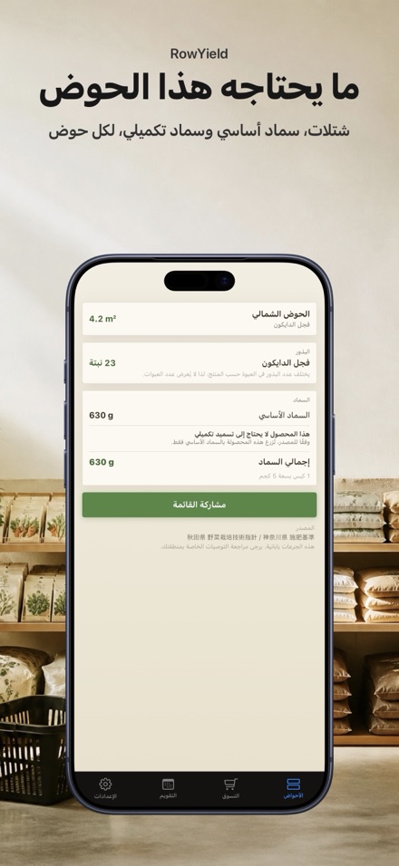 RowYield: تخطيط الأحواض 10