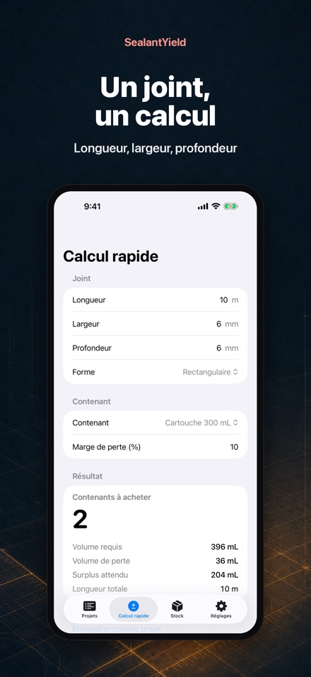 SealantYield Calcul Scellant 2