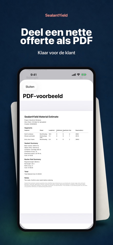 SealantYield Kitcalculator 9
