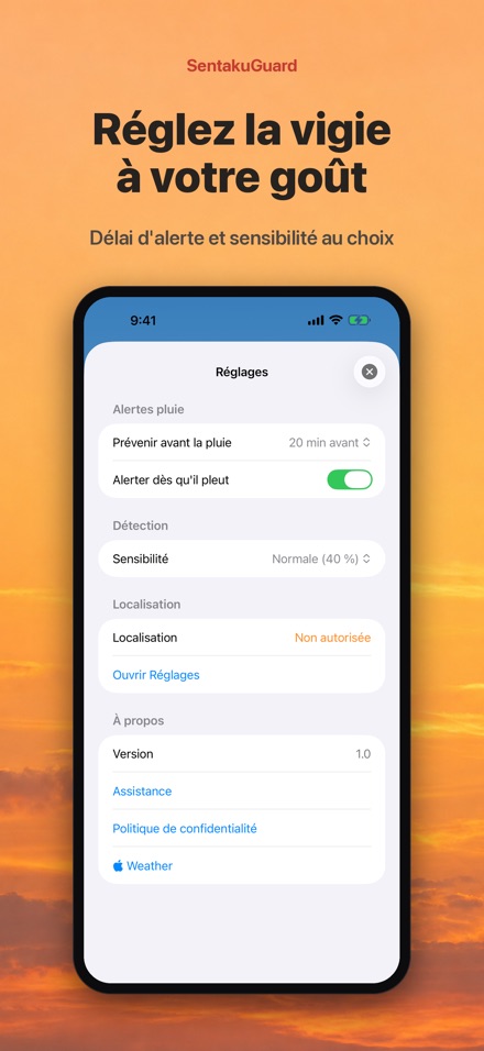SentakuGuard – Alerte pluie 10