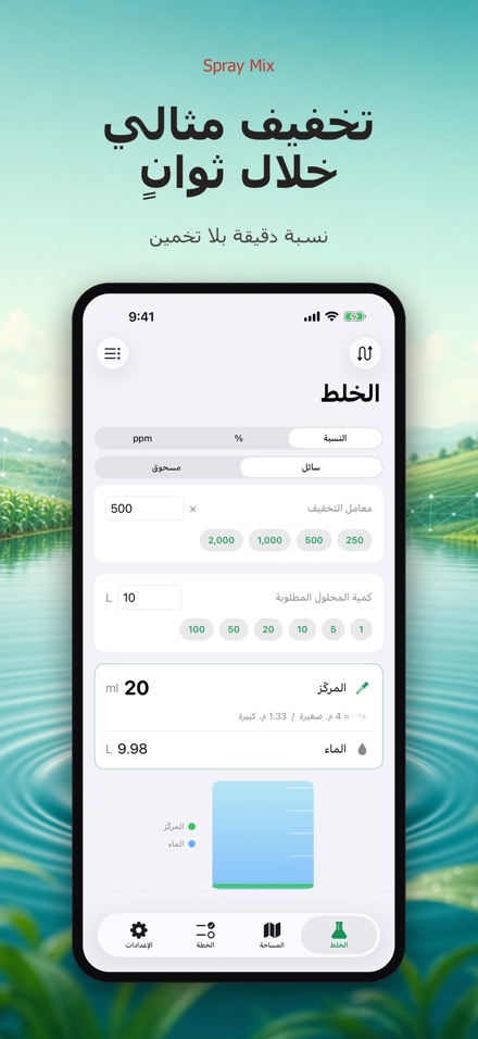 Spray Mix: حاسبة الرش والخلط