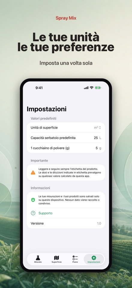Spray Mix: calcolo miscela 9