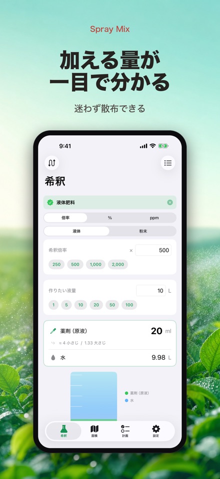 希釈計算 Spray Mix 農薬・液肥・散布 3