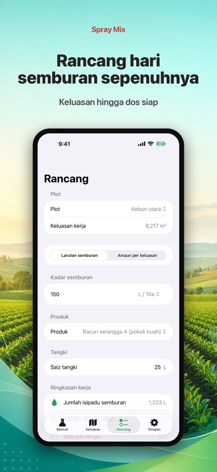 Spray Mix: Bancuh & Ukur Plot 7