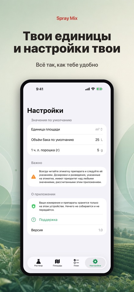 Spray Mix: раствор и площадь 9