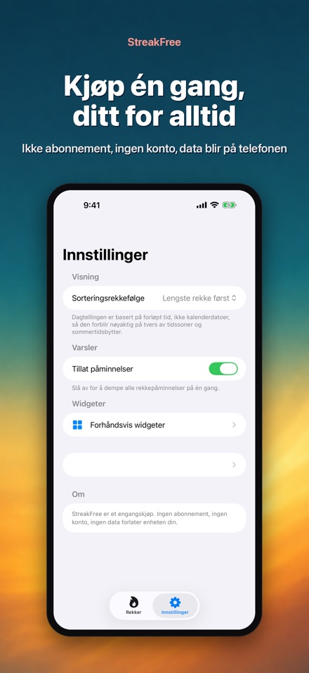 StreakFree: Dager siden 10