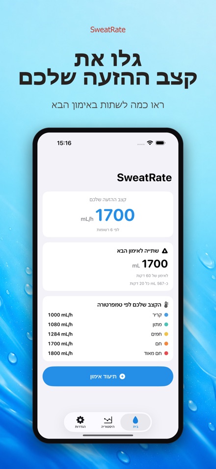 SweatRate: קצב הזעה