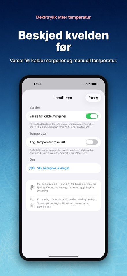 Dekktrykk etter temperatur 10
