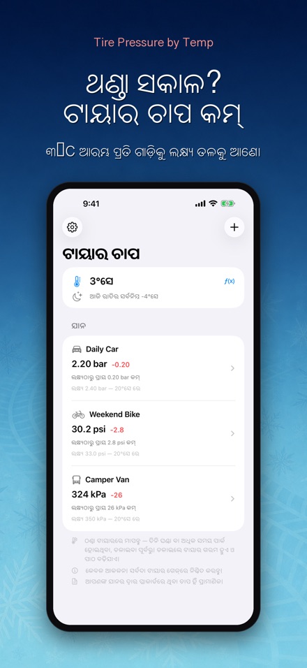 ତାପମାତ୍ରା ଅନୁସାରେ ଟାୟାର ଚାପ