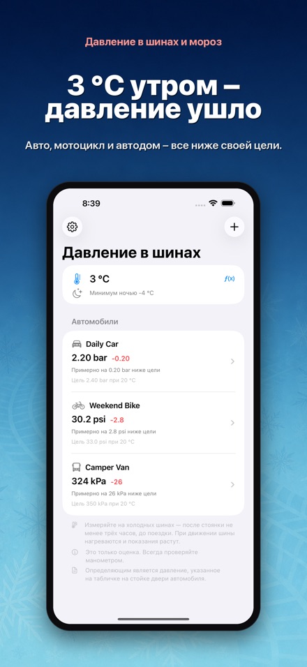 Давление в шинах и мороз