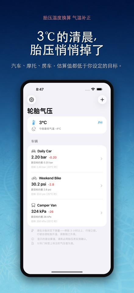 胎压温度换算 气温补正